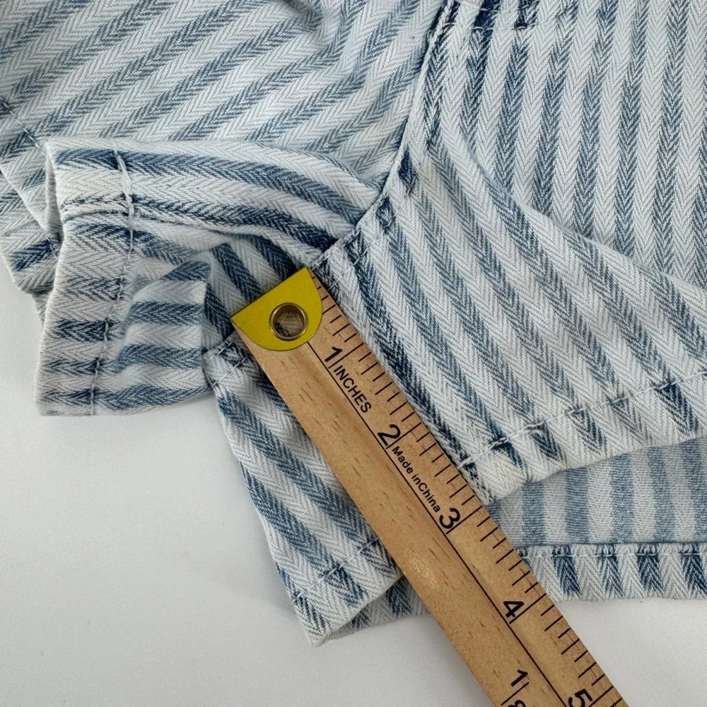 Faherty Blue White Striped High Rise Denim Shorts Women Size‎ 26 Herringbone